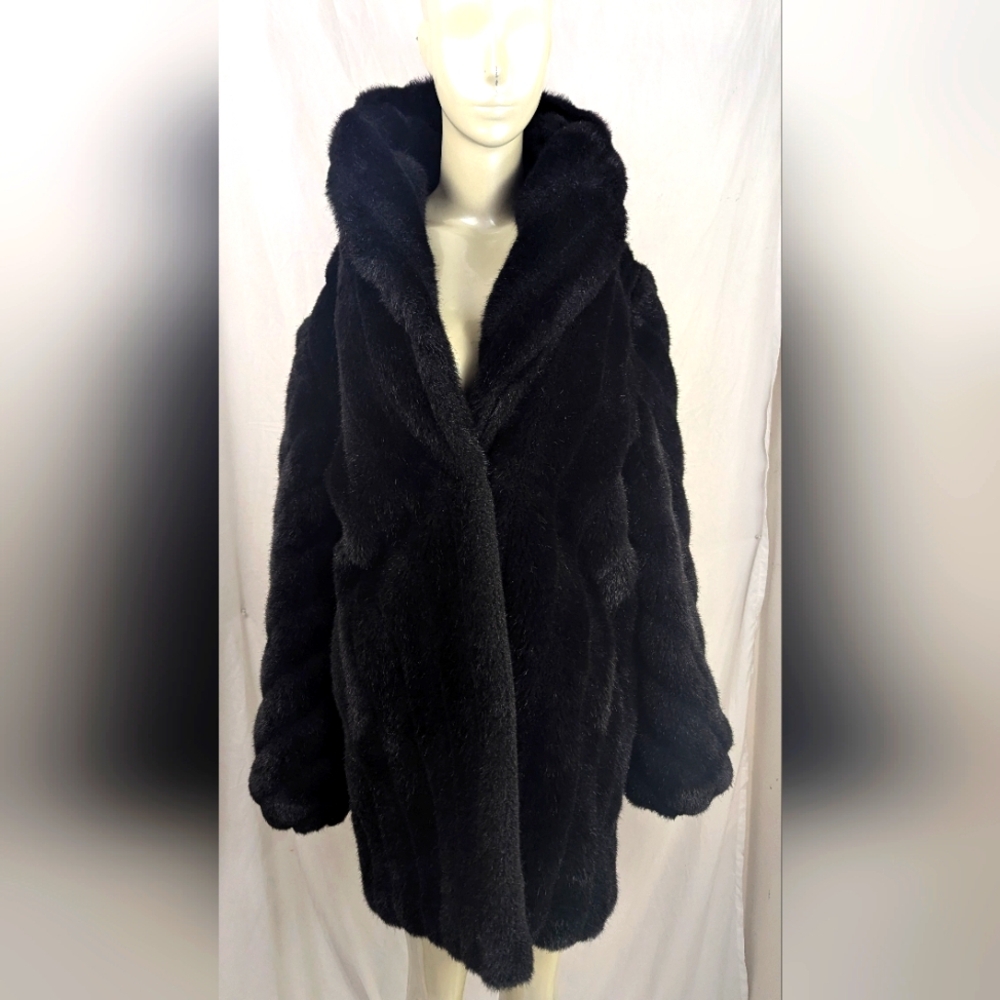 Monterey Bay Black Faux Fur Hooded Coat